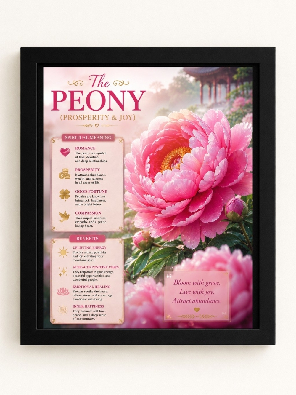 The Peony A.I.Art Print in 8x10 Frame